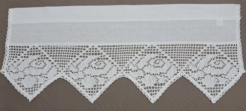 GOTOWA ZAZDROSTKA 30 X 70 CM BIAŁA NATURALNA BOHO KORONKA