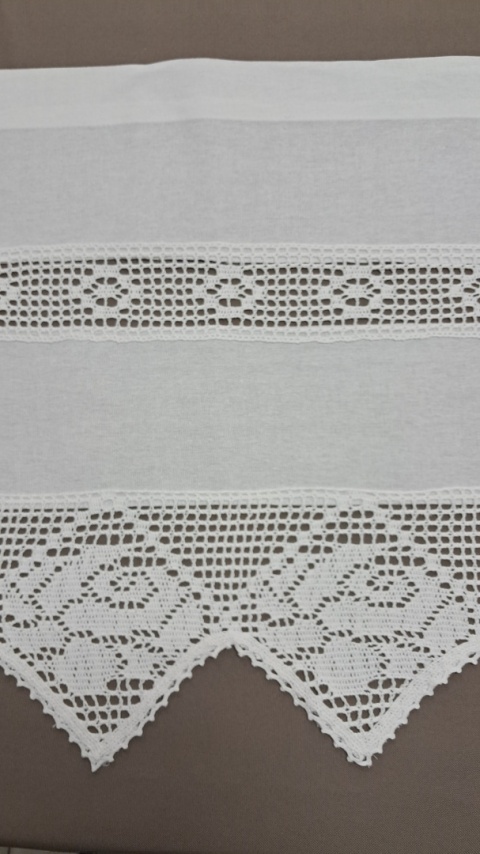 GOTOWA ZAZDROSTKA 70 X 100 CM BIAŁA NATURALNA BOHO KORONKA