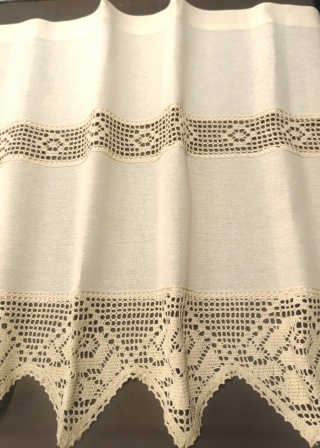 GOTOWA ZAZDROSTKA 70 X 200 CM BEŻOWA NATURALNA BOHO KORONKA