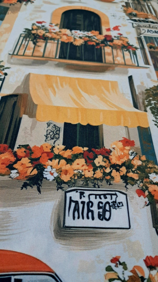 TKANINA "WŁOSKIE ULICZKI" PLAMOODPORNA OBRUSOWA