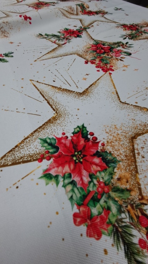 OBRUS GOTOWY GWIAZDY BETLEJEMSKIE WZÓR NA ŚRODKU 140X240