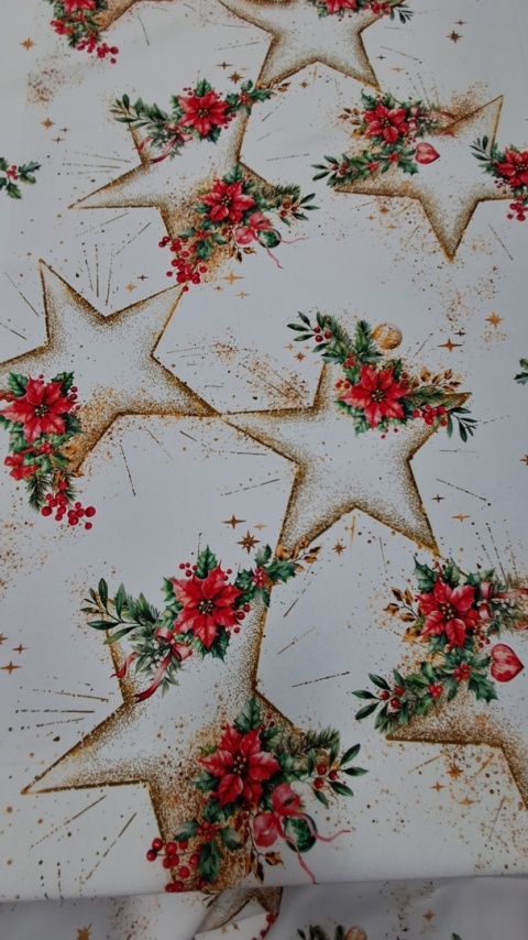 OBRUS GOTOWY GWIAZDY BETLEJEMSKIE WZÓR NA ŚRODKU 140X240