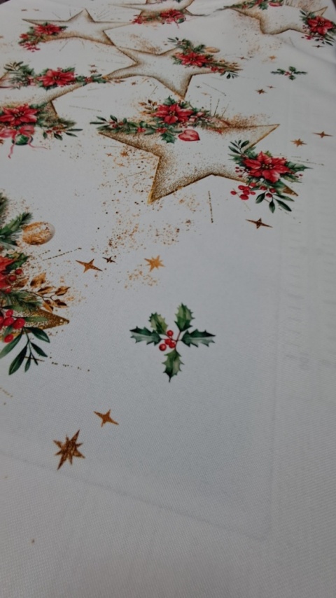 OBRUS GOTOWY GWIAZDY BETLEJEMSKIE WZÓR NA ŚRODKU 140X240