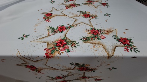 OBRUS GOTOWY GWIAZDY BETLEJEMSKIE WZÓR NA ŚRODKU 140X240