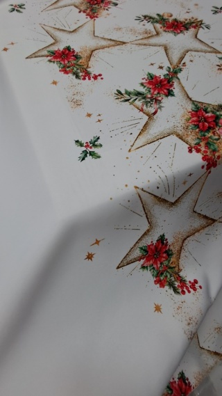 OBRUS GOTOWY GWIAZDY BETLEJEMSKIE WZÓR NA ŚRODKU 140X220