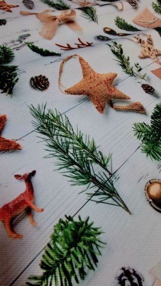 TKANINA DEKORACYJNA ŚWIĄTECZNA BOHO GWIAZDKI