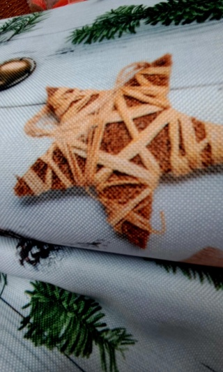 TKANINA DEKORACYJNA ŚWIĄTECZNA BOHO GWIAZDKI
