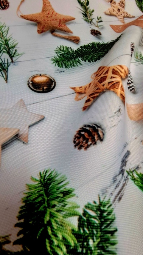 TKANINA DEKORACYJNA ŚWIĄTECZNA BOHO GWIAZDKI