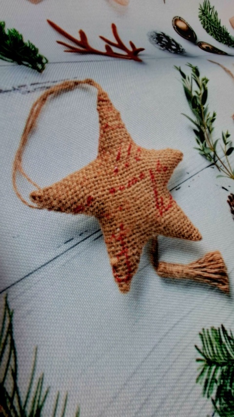 TKANINA DEKORACYJNA ŚWIĄTECZNA BOHO GWIAZDKI