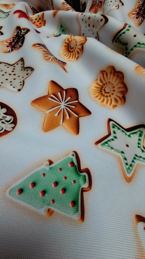 TKANINA DEKORACYJNA ŚWIĄTECZNA CIASTKA I PIERNIKI