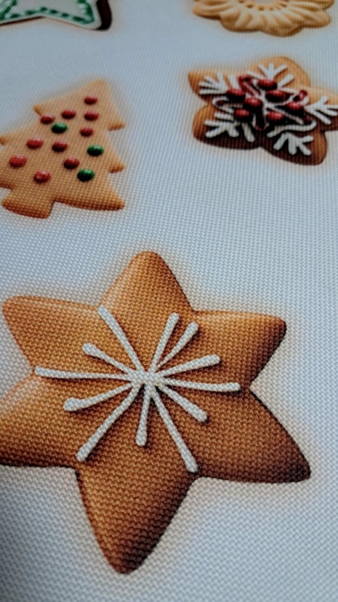 TKANINA DEKORACYJNA ŚWIĄTECZNA CIASTKA I PIERNIKI