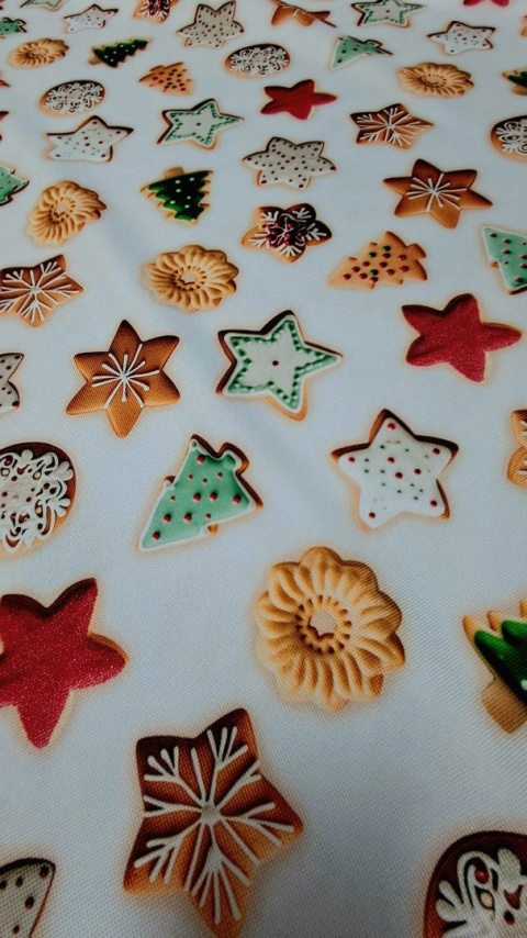 TKANINA DEKORACYJNA ŚWIĄTECZNA CIASTKA I PIERNIKI