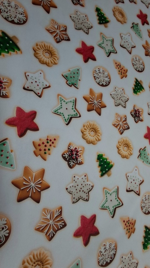 TKANINA DEKORACYJNA ŚWIĄTECZNA CIASTKA I PIERNIKI