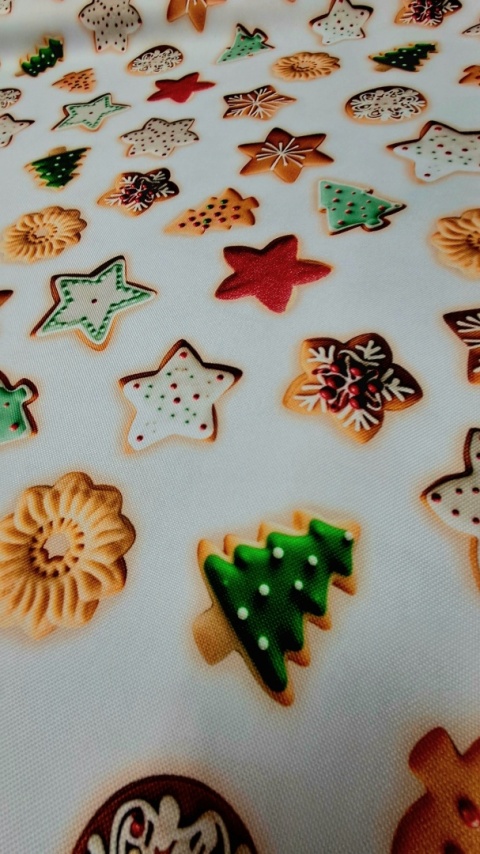 TKANINA DEKORACYJNA ŚWIĄTECZNA CIASTKA I PIERNIKI