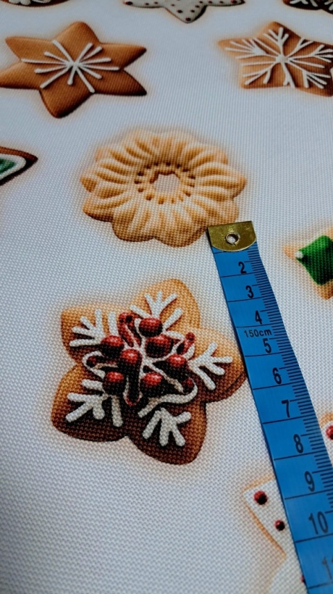 TKANINA DEKORACYJNA ŚWIĄTECZNA CIASTKA I PIERNIKI