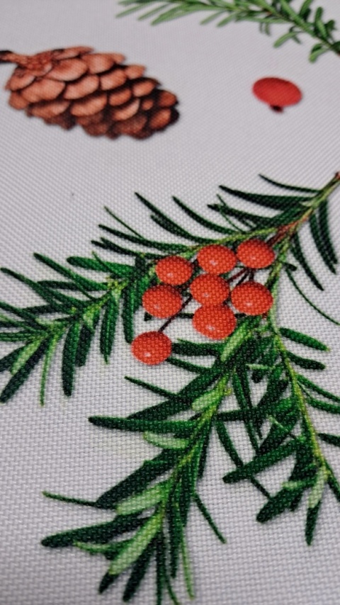 TKANINA DEKORACYJNA ŚWIĄTECZNA SZYSZKI