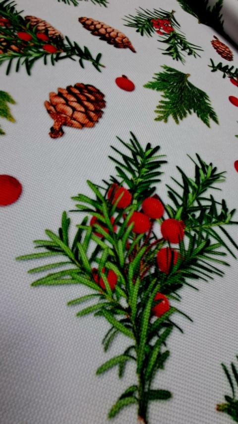 TKANINA DEKORACYJNA ŚWIĄTECZNA SZYSZKI