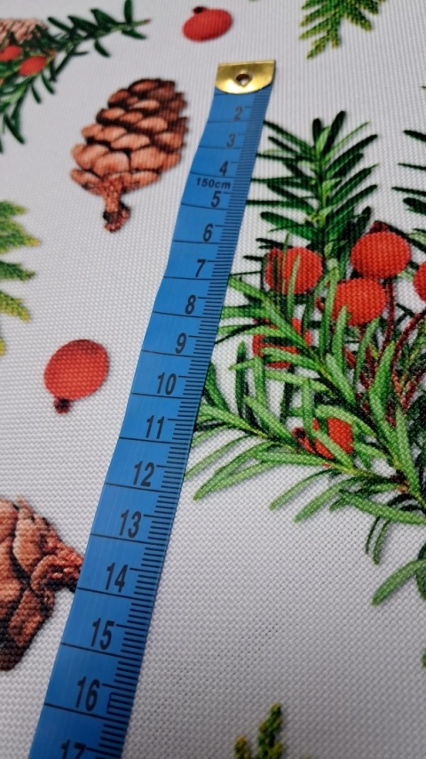 TKANINA DEKORACYJNA ŚWIĄTECZNA SZYSZKI