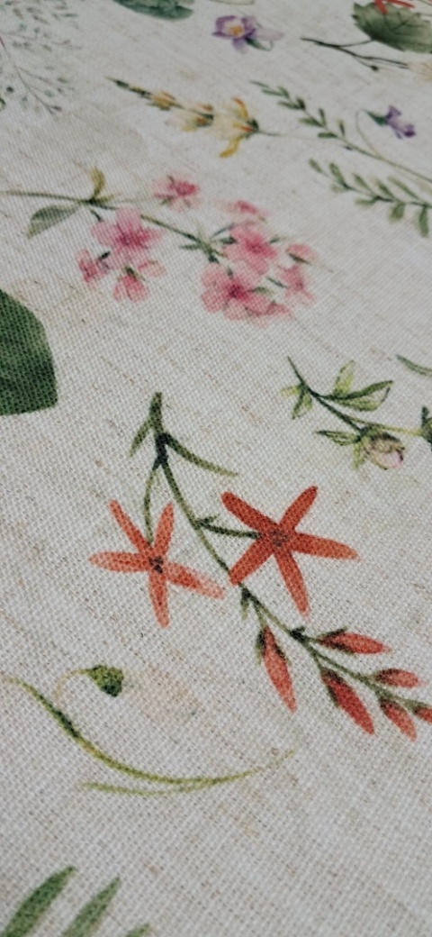 TKANINA JAK LEN KWIATKI ŁĄCZKA