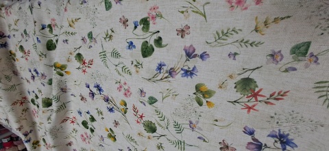 TKANINA JAK LEN KWIATKI ŁĄCZKA