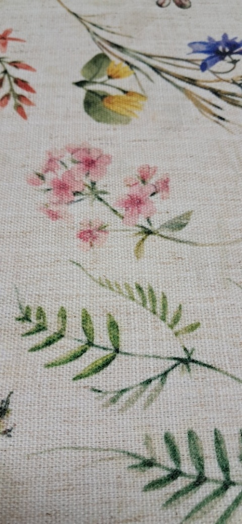 TKANINA JAK LEN KWIATKI ŁĄCZKA