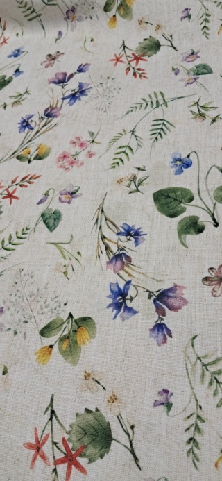 TKANINA JAK LEN KWIATKI ŁĄCZKA