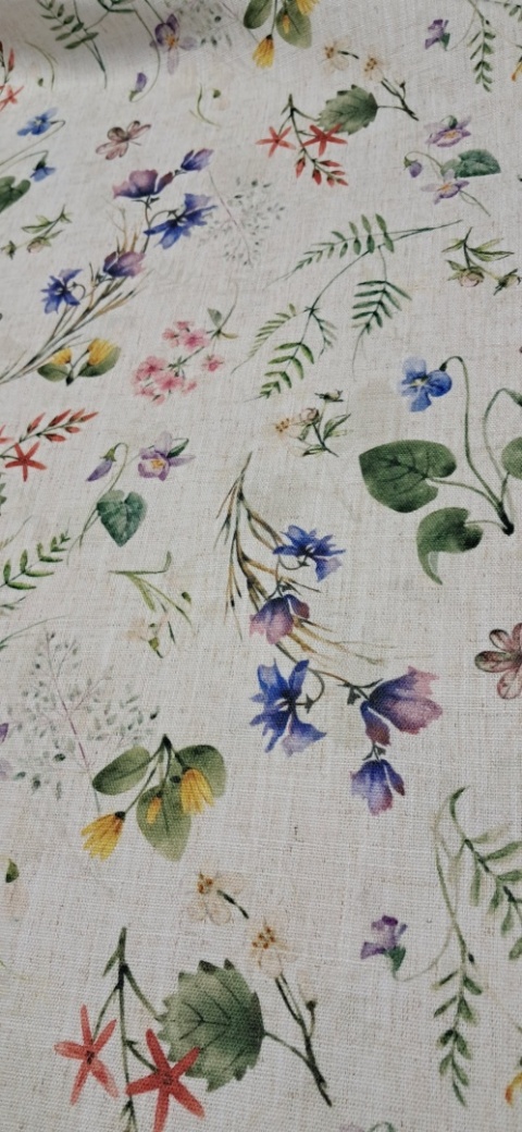 TKANINA JAK LEN KWIATKI ŁĄCZKA