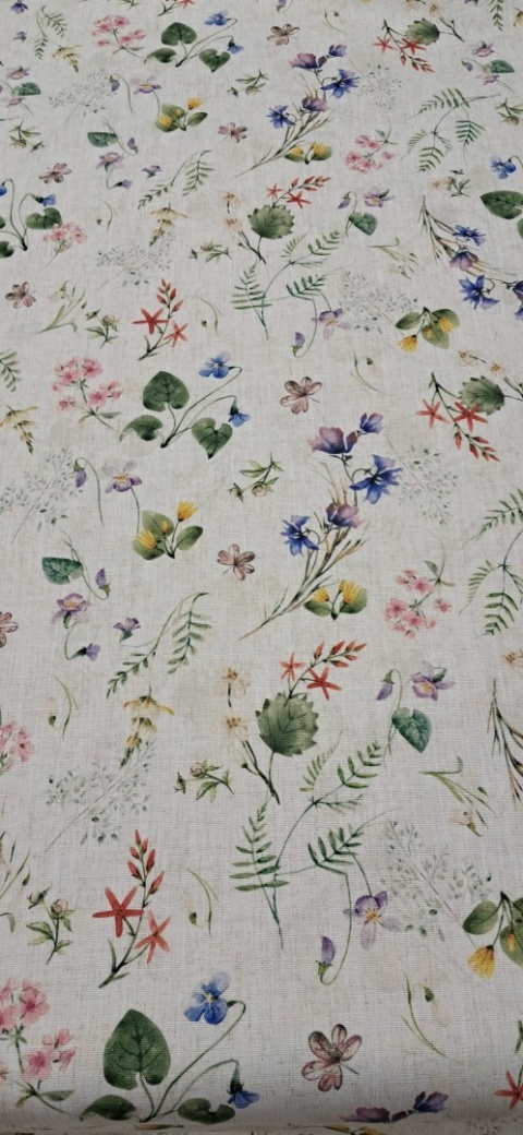 TKANINA JAK LEN KWIATKI ŁĄCZKA