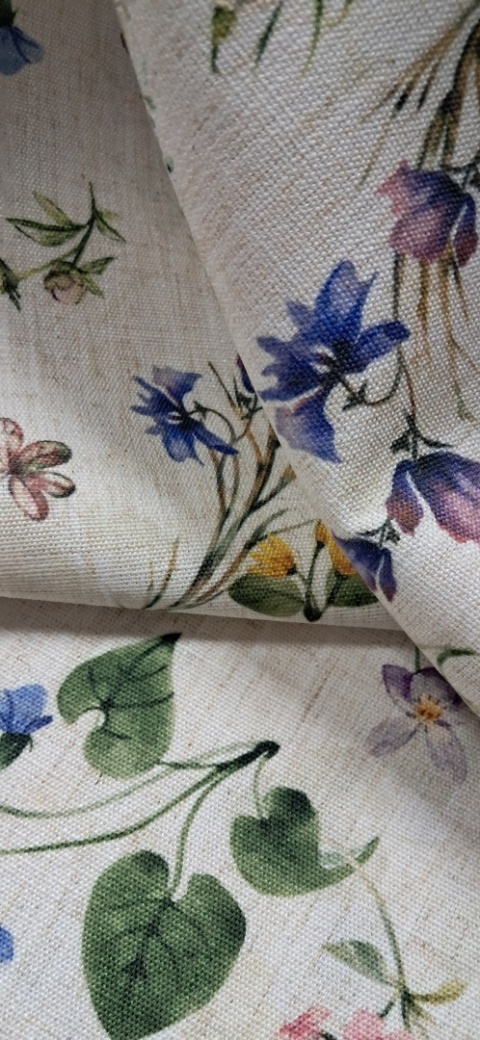 TKANINA JAK LEN KWIATKI ŁĄCZKA