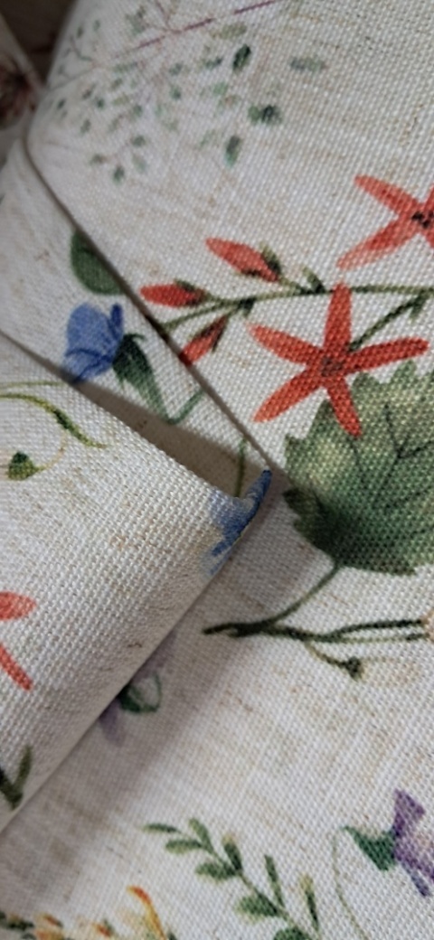 TKANINA JAK LEN KWIATKI ŁĄCZKA