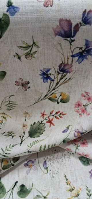 TKANINA JAK LEN KWIATKI ŁĄCZKA