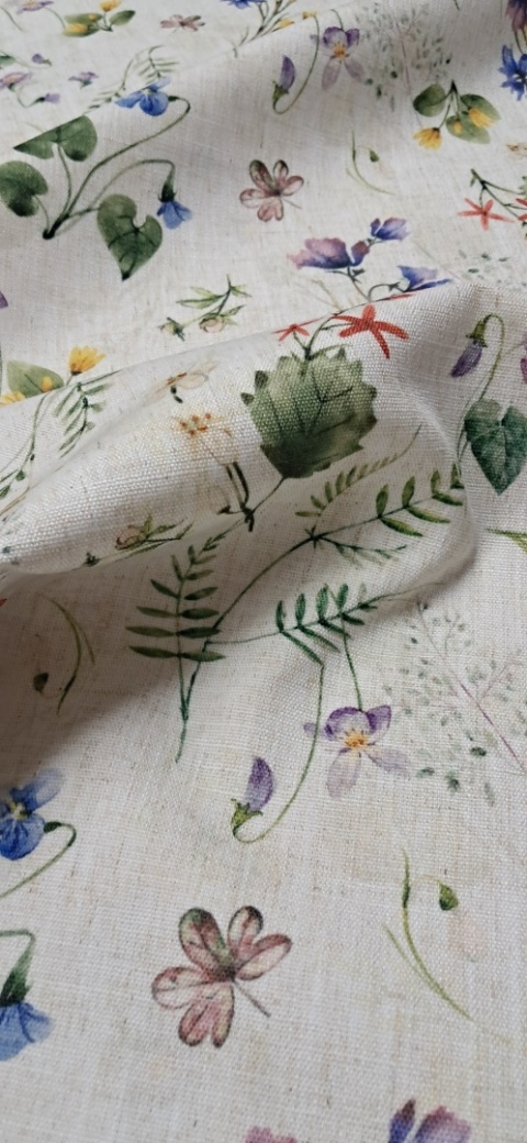 TKANINA JAK LEN KWIATKI ŁĄCZKA