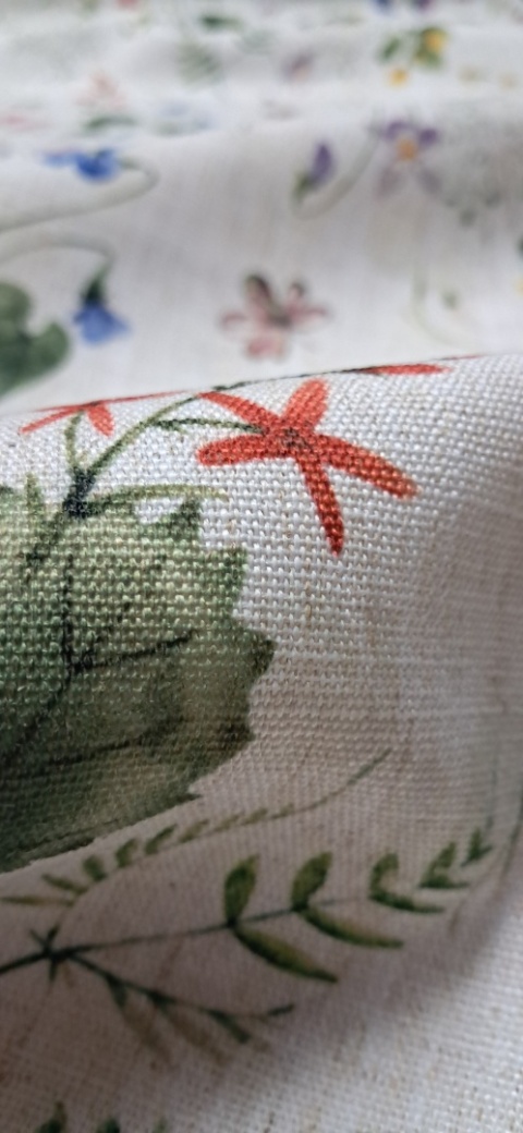 TKANINA JAK LEN KWIATKI ŁĄCZKA