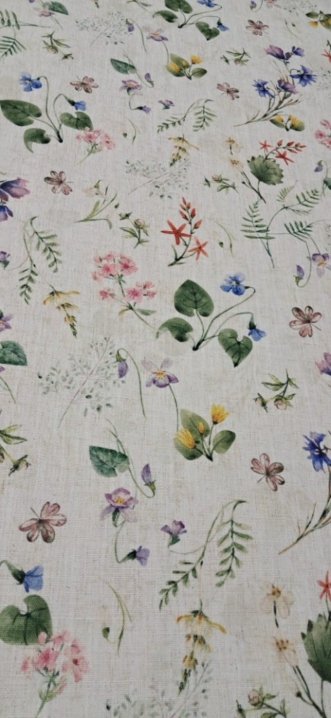 TKANINA JAK LEN KWIATKI ŁĄCZKA