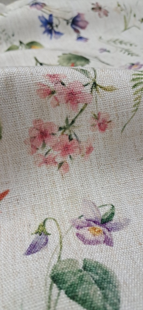 TKANINA JAK LEN KWIATKI ŁĄCZKA