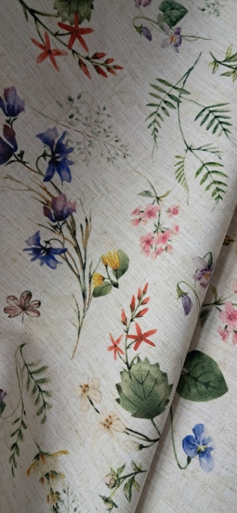 TKANINA JAK LEN KWIATKI ŁĄCZKA