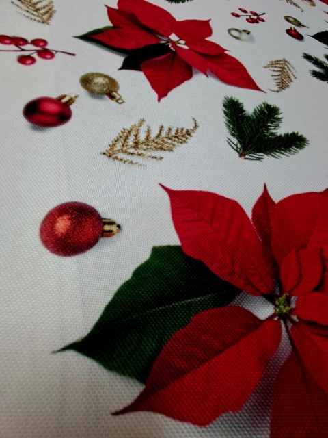 TKANINA OBRUSOWA DEKORACYJNA GWIAZDY BETLEJEMSKIE