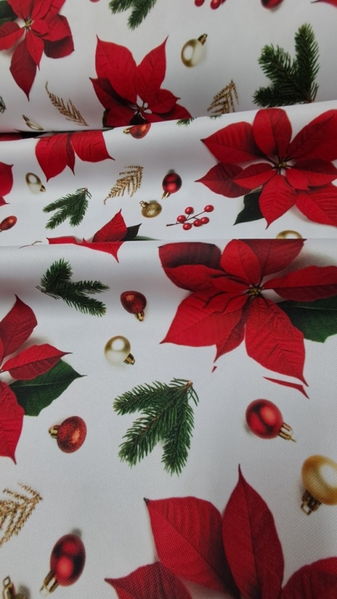 TKANINA OBRUSOWA DEKORACYJNA GWIAZDY BETLEJEMSKIE