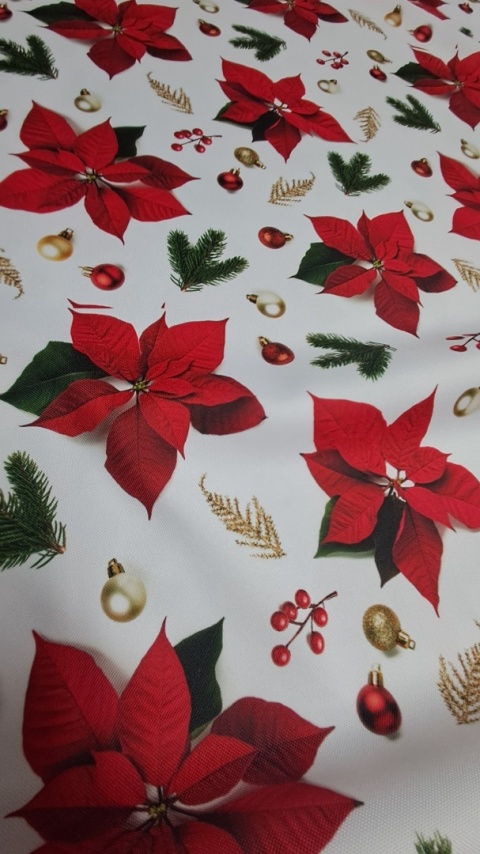 TKANINA OBRUSOWA DEKORACYJNA GWIAZDY BETLEJEMSKIE