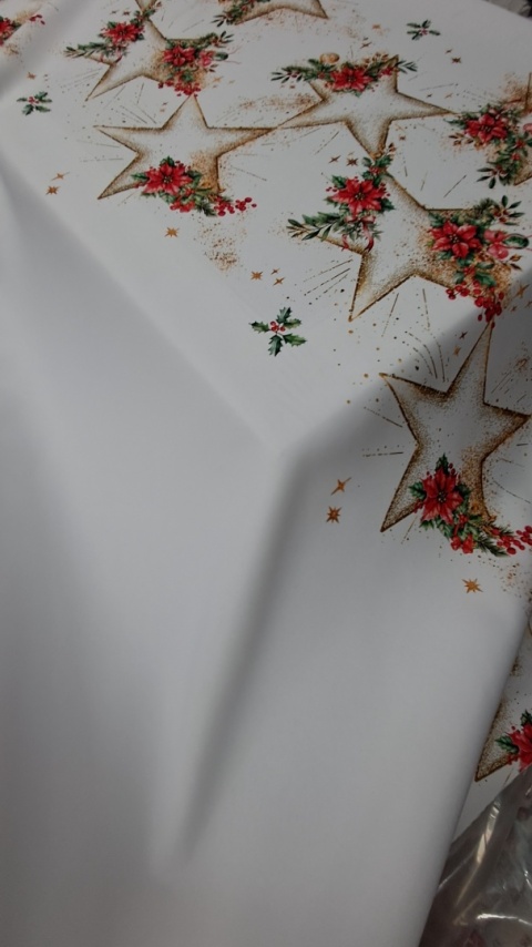 OBRUS GOTOWY GWIAZDY BETLEJEMSKIE WZÓR NA ŚRODKU 140X200