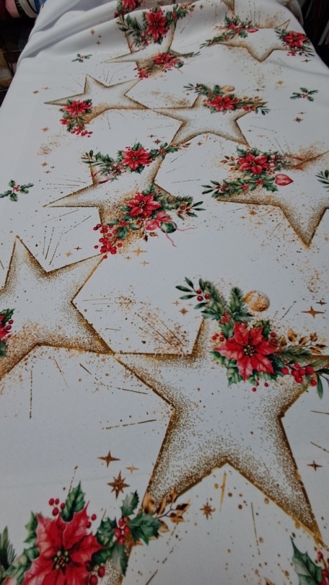 OBRUS GOTOWY GWIAZDY BETLEJEMSKIE WZÓR NA ŚRODKU 140X200