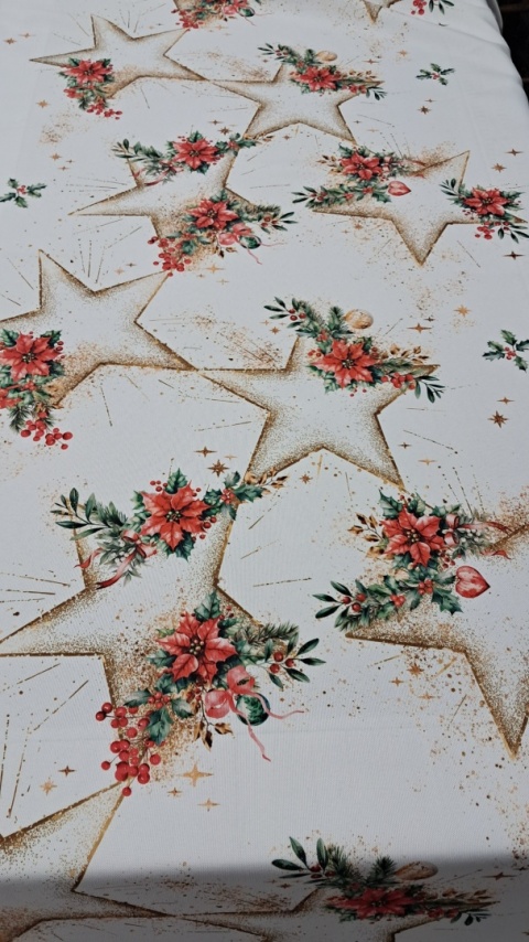 OBRUS GOTOWY GWIAZDY BETLEJEMSKIE WZÓR NA ŚRODKU 140X200