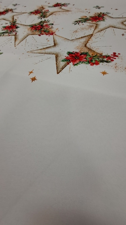 TKANINA OBRUSOWA GWIAZDY BETLEJEMSKIE WZÓR NA ŚRODKU
