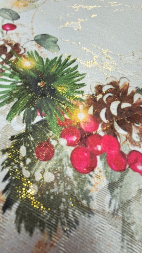 TKANINA OBRUSOWA PERŁOWE TŁO GWIAZDY BETLEJEMSKIE