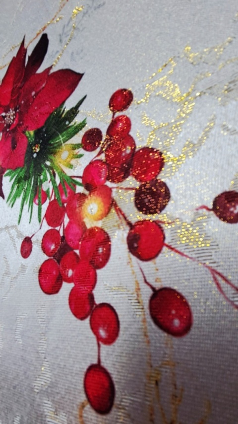 TKANINA OBRUSOWA PERŁOWE TŁO GWIAZDY BETLEJEMSKIE