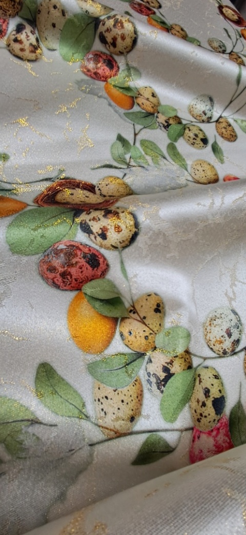 TKANINA PLAMOODPORNA GNIAZDKA I JAJKA PERŁOWE TŁO 150 CM