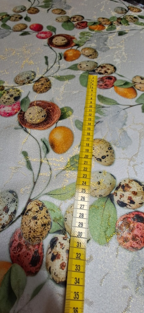 TKANINA PLAMOODPORNA GNIAZDKA I JAJKA PERŁOWE TŁO 150 CM