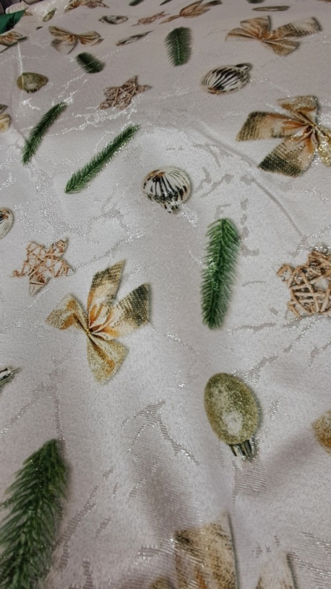 TKANINA PLAMOODPORNA ŚWIĄTECZNA KOKARDKI