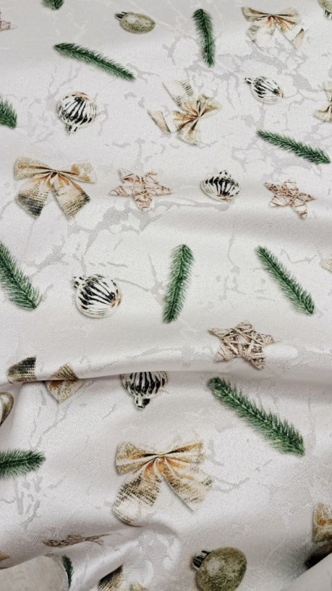 TKANINA PLAMOODPORNA ŚWIĄTECZNA KOKARDKI