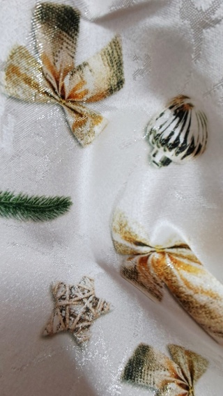 TKANINA PLAMOODPORNA ŚWIĄTECZNA KOKARDKI